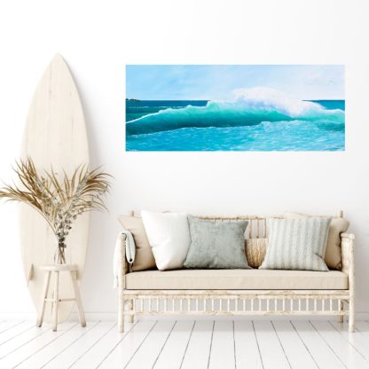 Oil painting wave seascape on wall image